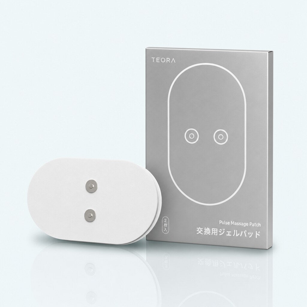 TEORA 交換用ジェルパッド（2枚入）の箱と白いジェルパッド